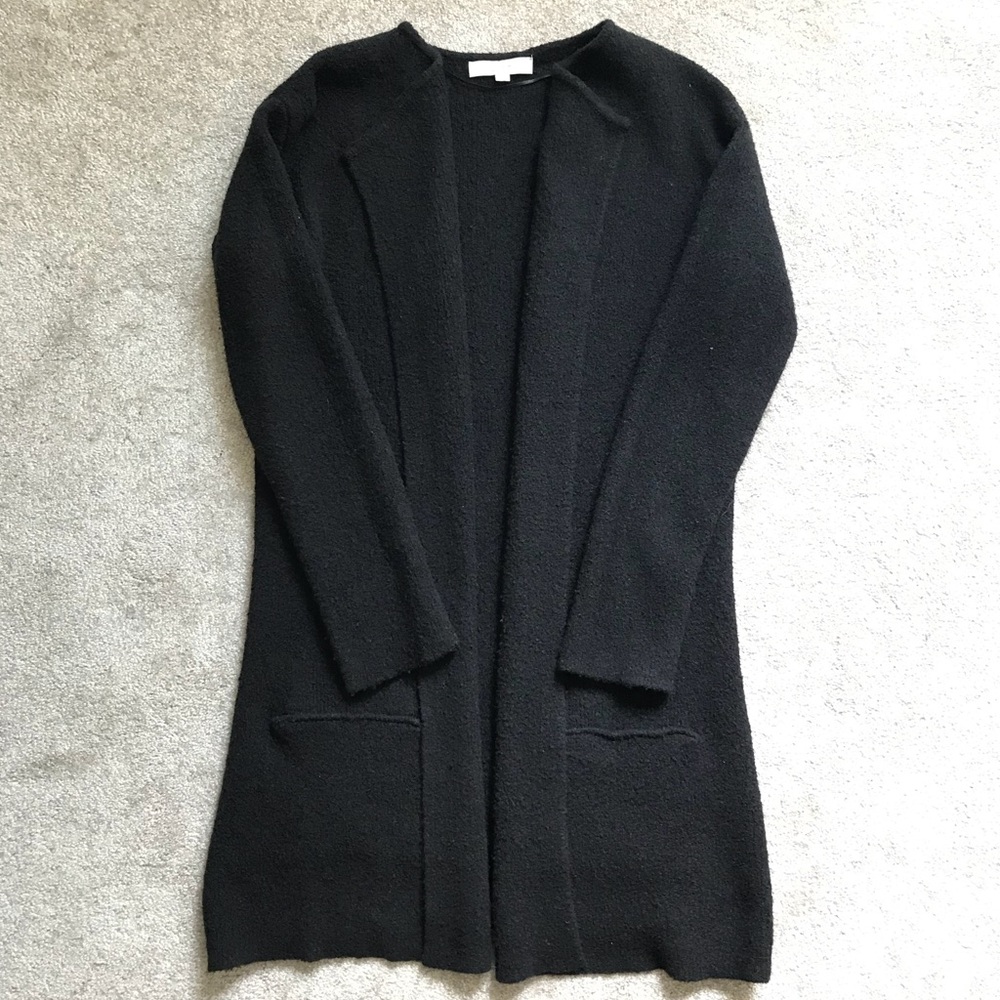 Loft black long coatigan sweater cardigan medium